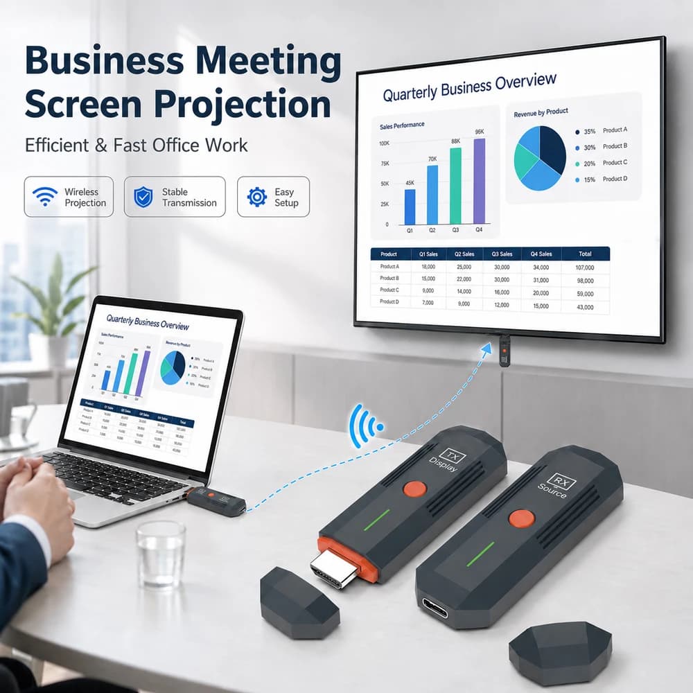 Trasmettitore e Ricevitore Video Wireless HDMI-Compatibile 50M 1080P per Collegare TV, Laptop, PC a Fotocamera o Display