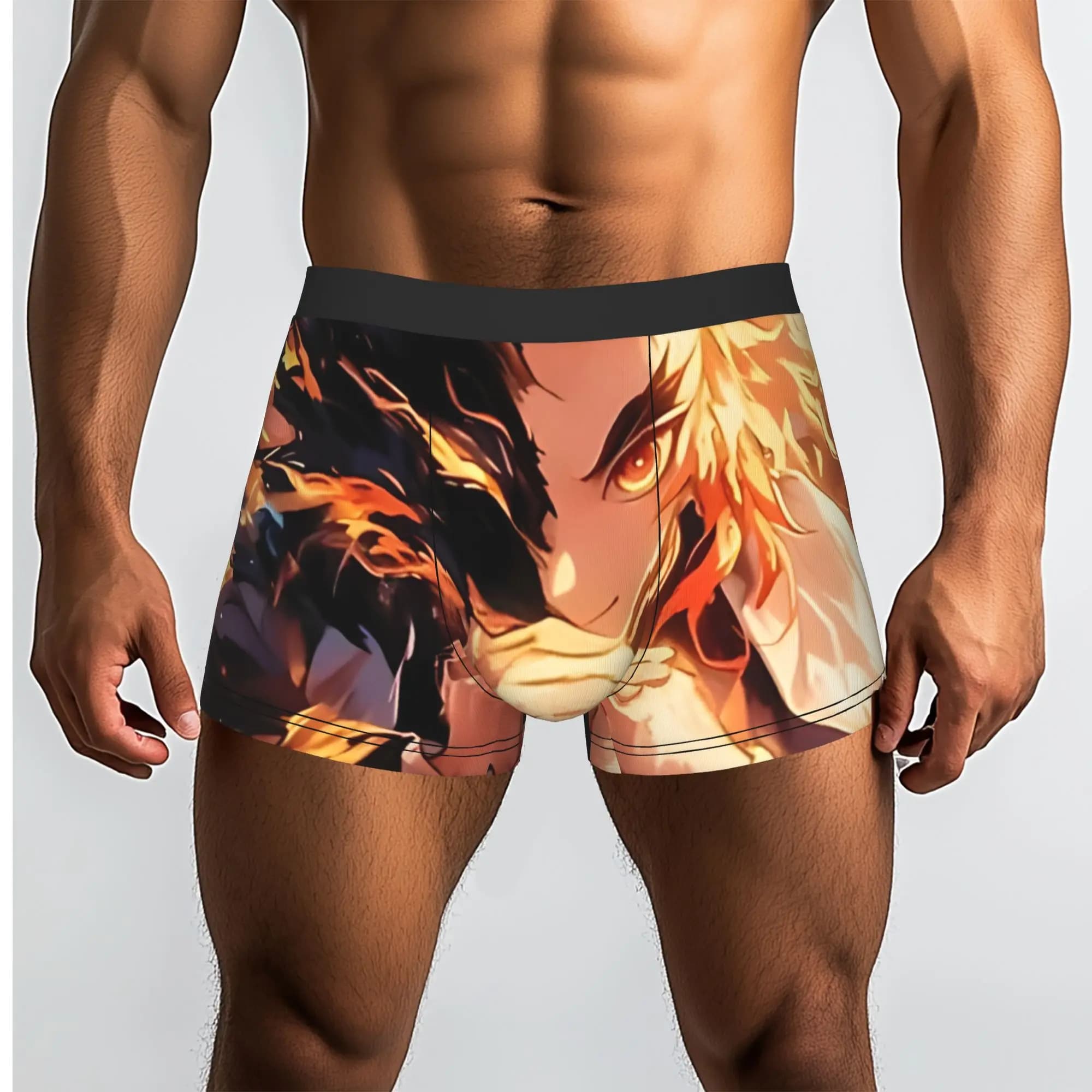 Demon Slayer Flame Anime Bandai Demon Slayer Mutande traspiranti Mutande da uomo Pantaloncini stampati Boxer Briefs