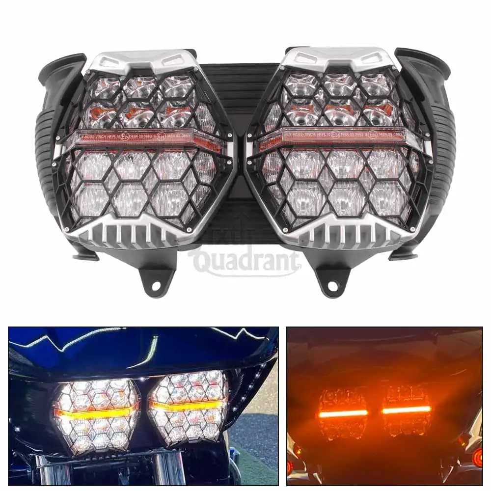 Per Harley Road Glide CVO Limited Special Ultra FLTRX 2015+ Parte Del Motociclo Gruppo Faro LED Faro Hi/Lo Fascio Ambra DRL