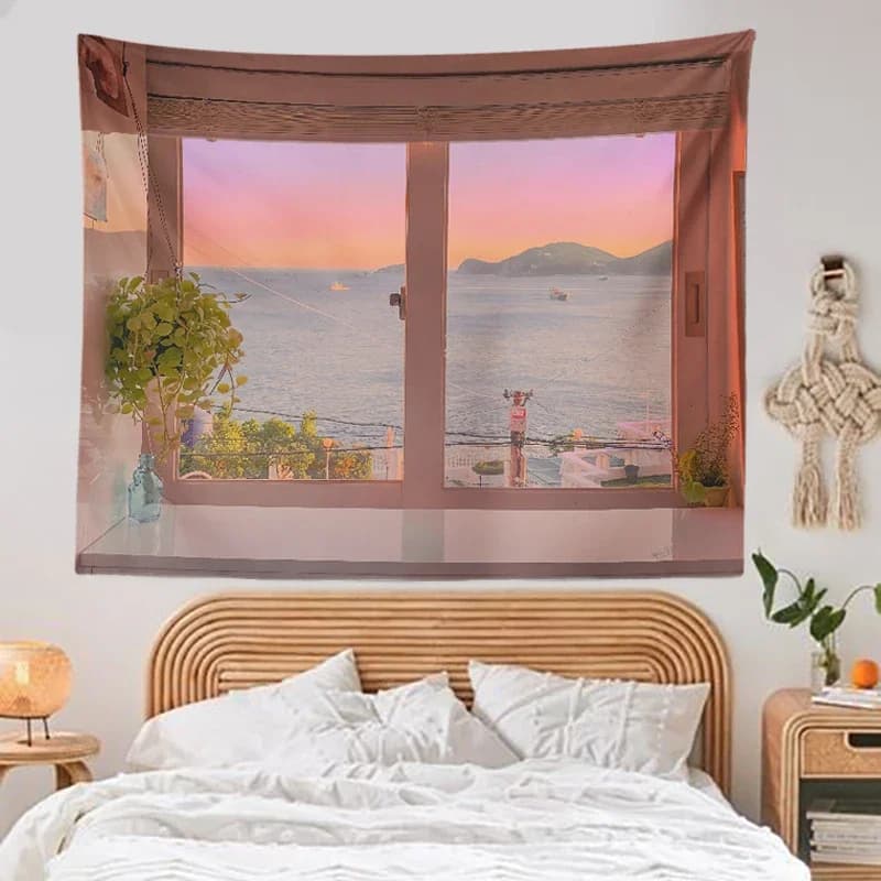 Macrame Curtain Painting Posters Tapestry Wall Hanging Bohemian Decor Teen Indie Aesthetic Room Decor Anime Tapestry Custom
