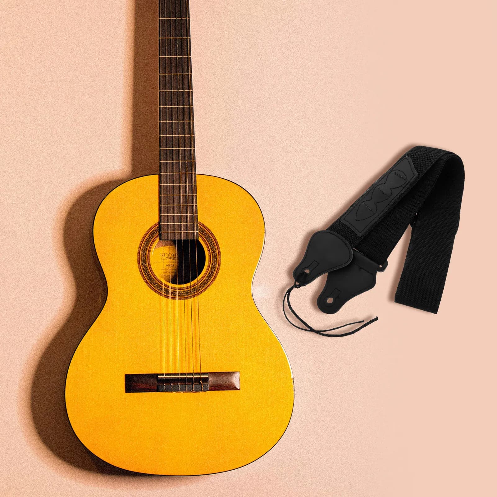 Tracolla per Chitarra Nera Regolabile con Tasca Porta Plettri, Ideale per Chitarra Acustica, Elettrica, Basso, Ukulele, Strumenti Classici