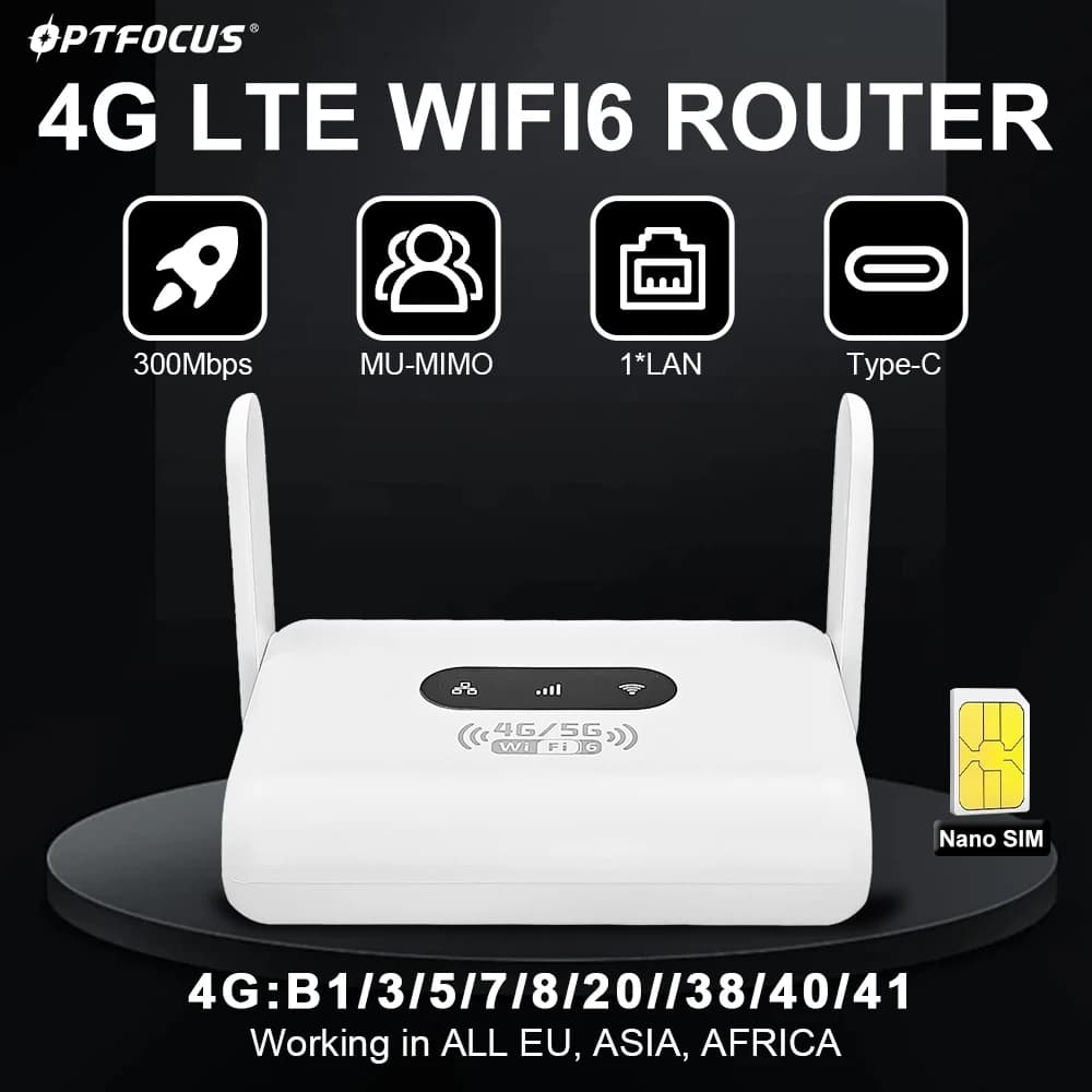 Router OPTFOCUS 4G WIFI6 LTE Modem WIFI 300Mbps Router scheda SIM 1 porta LAN RJ45 Hotspot wireless Sim Router CPE con 2 antenne