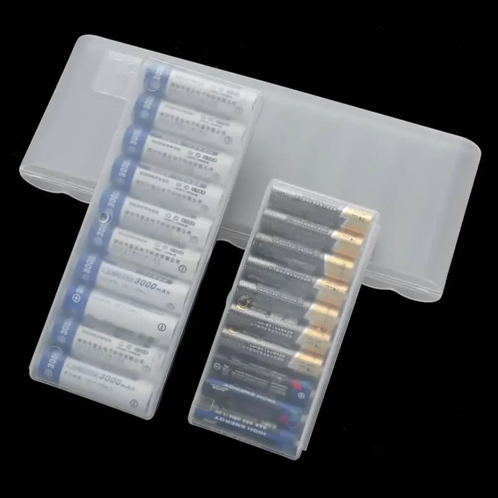 Custodia rigida per contenitore rigido in plastica trasparente con 4/10 slot per accessori per organizer per batterie AAA/AA/18650