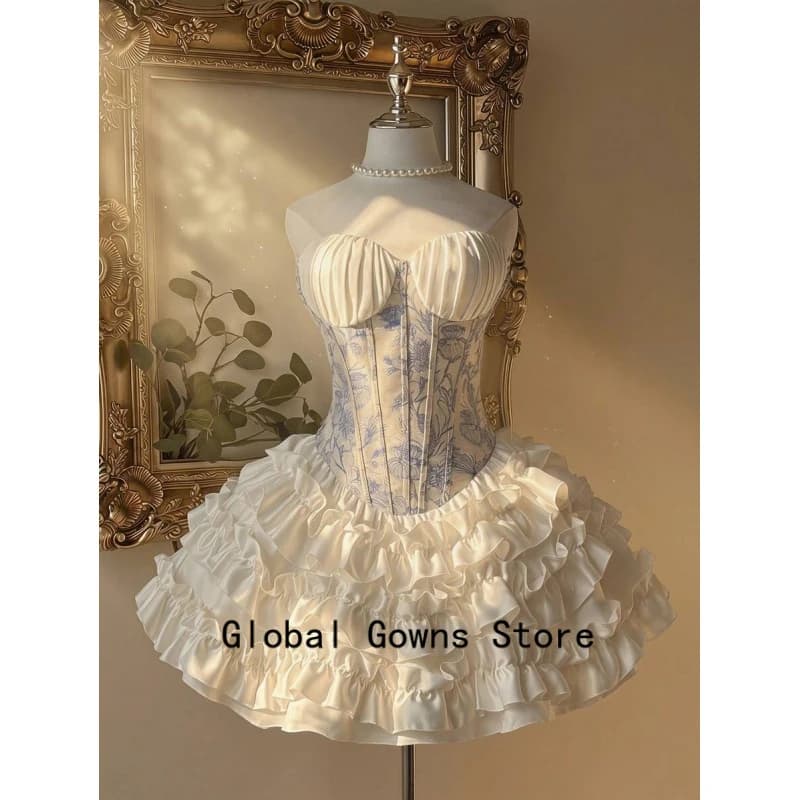 New Girls Birthday Homecoming Dress 2026 Spring and Summer Ruffles Short Mini Party Prom Dress Tiered Wedding Customized dress
