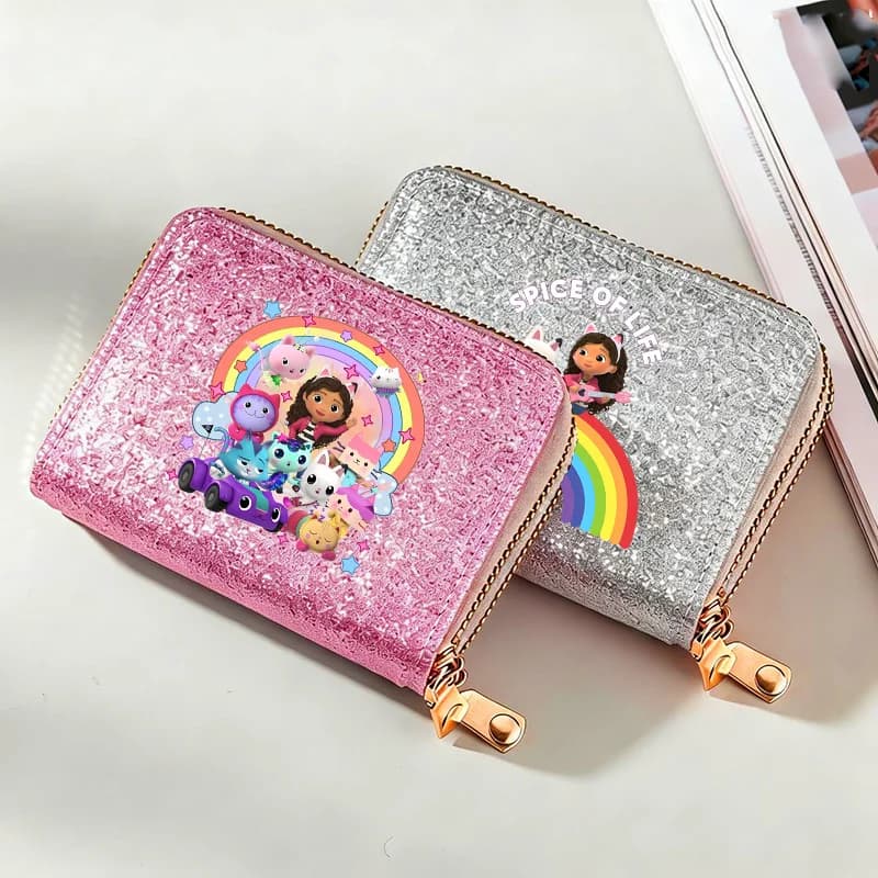 Gabbys Dollhouses Anime Short Wallets Mini Zippered Card Holder Supplies for Portable Students Brilliant Handbags Birthday Gift for Girls