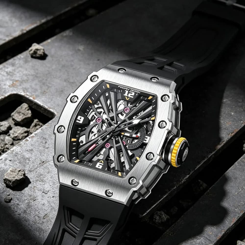 PAGANI DESIGN Top Brand Men Watch VH65 Quartz Watch Sapphire Glass Hollow Waterproof Automatic Date Night Light Watches Men Gift