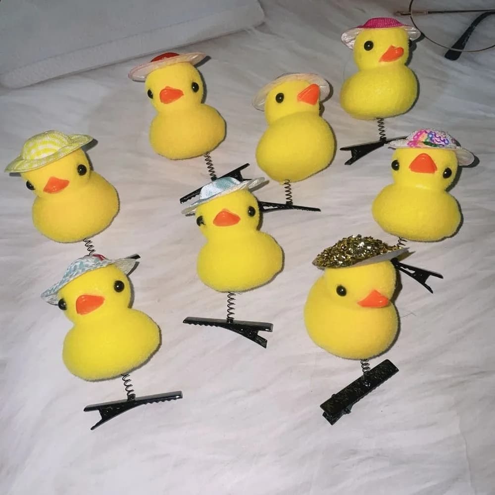 10pcs Hair Styling Tool Little Yellow Duck Hairpin Cartoon Duckbill Clip Gift Bowknot Headwear Hair Accessory