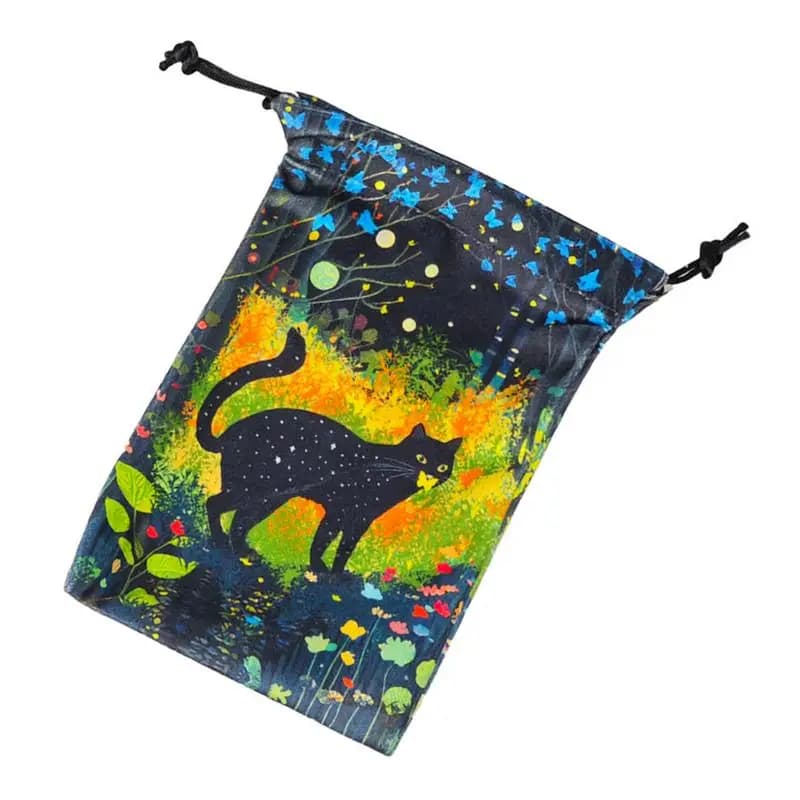 Borsa portaoggetti per carte dei tarocchi Contenitore per mazzi dei tarocchi a tema gatto 13X18 cm Custodia estetica per strumenti di divinazione del destino Mazzo di gioielli Oracle