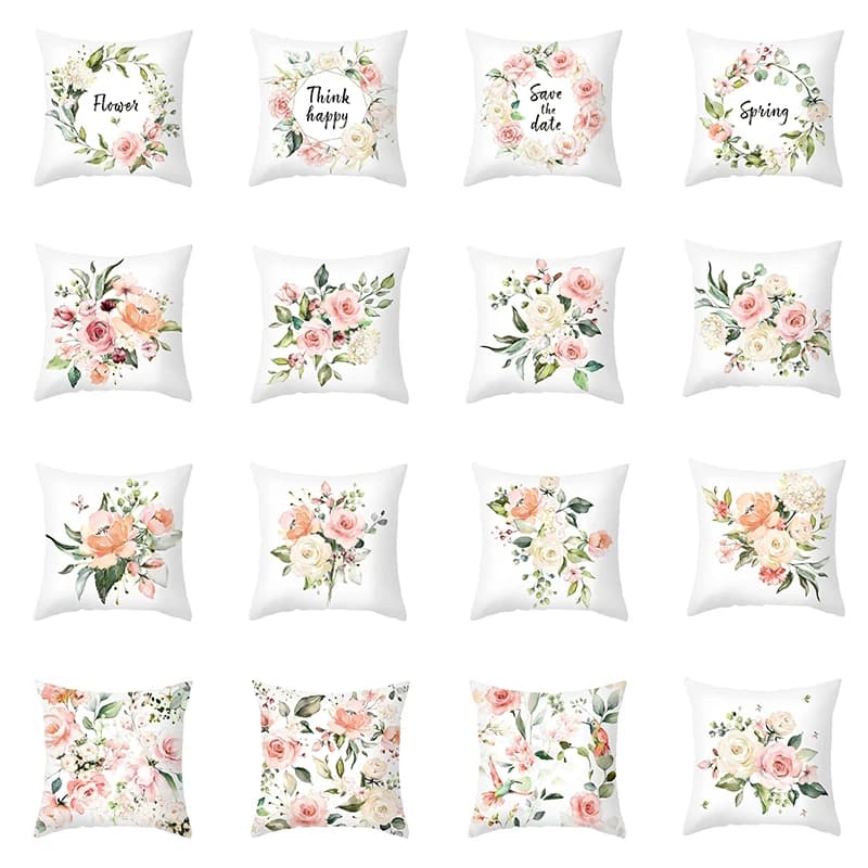 Federa in peluche corto con stampa floreale a tema primaverile, decorazione per la casa, copricuscino per divano, federa fresca