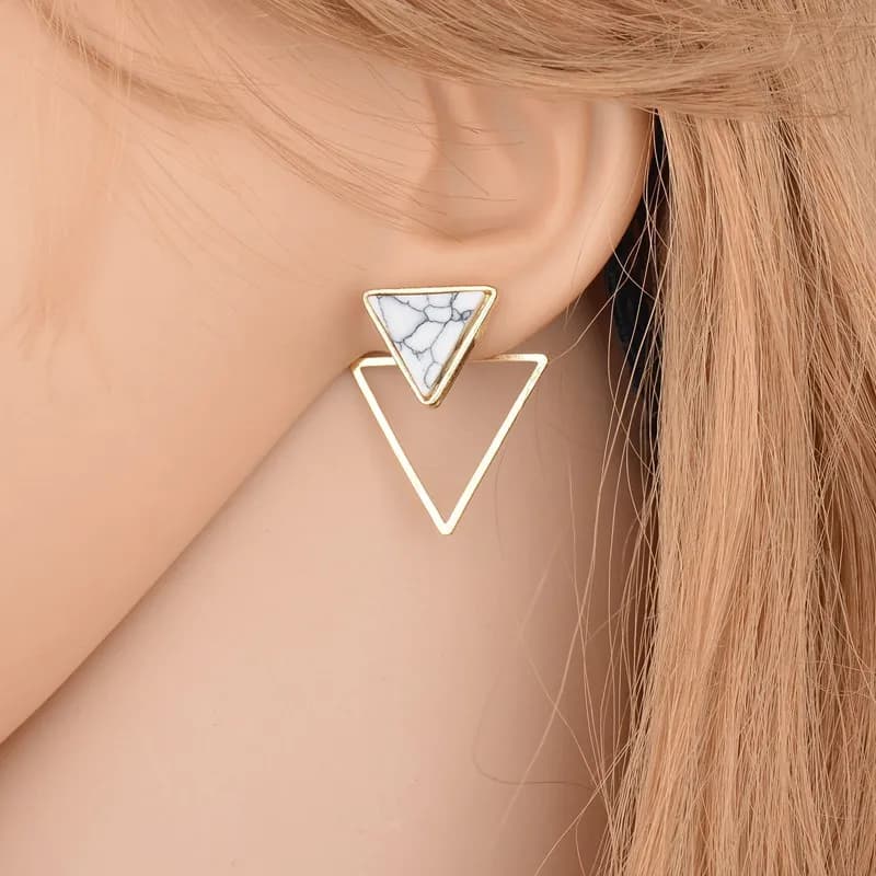 Versione coreana degli orecchini geometrici semplici alla moda orecchini da donna in marmo turchese