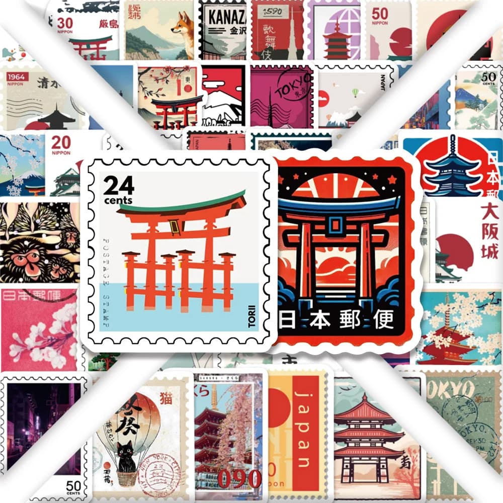 10/40/80PCS Del Fumetto Divertimento Giapponese Viaggio Timbro Stick Adesivo Doodle Impermeabile Decalcomania Giocattolo Regalo per la Scatola di Matita Notebook