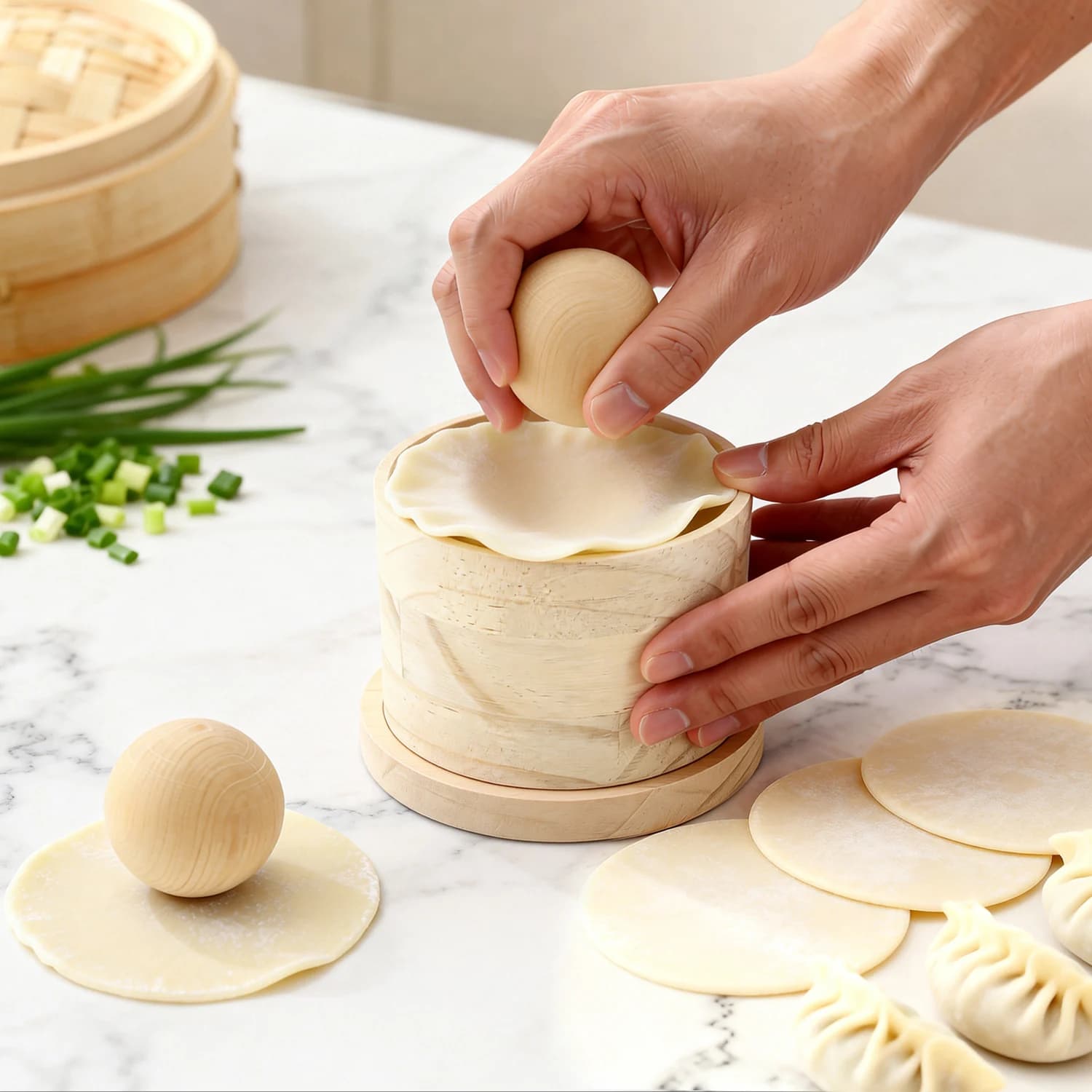 Strumento per pressa per gnocchi di legno Stampo per legno e palla Pressa manuale per pasta per pelle Strumento per rotolare le torte a mano Creatore rapido per involucro di gnocchi
