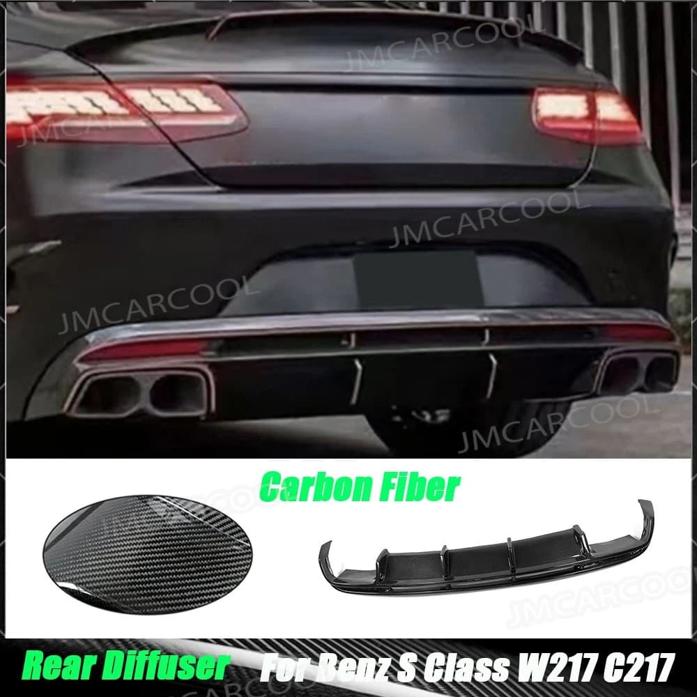 Dry Carbon Fiber Rear Diffuser Lip Spoiler For Benz S Class W217 C217 S63 S65 For AMG Coupe 2014-2019 Bumper Guard FRP