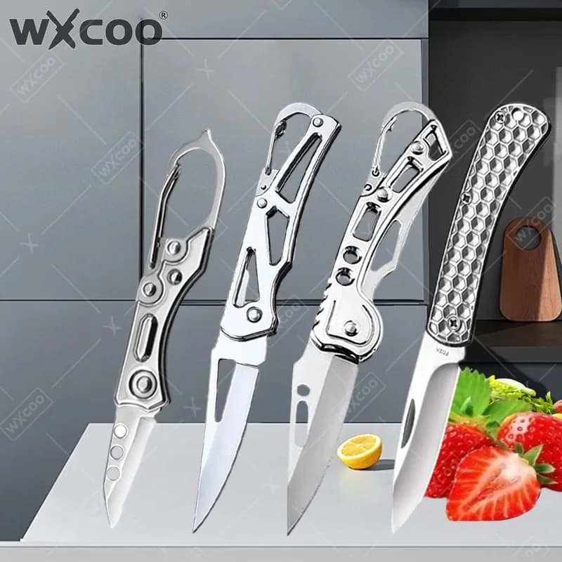 WXCOO Coltelli da Cucina in Acciaio Inossidabile, Utensili da Cucina, Coltello Pieghevole per Frutta, Sbucciatore Multifunzionale Tascabile per Uso Domestico