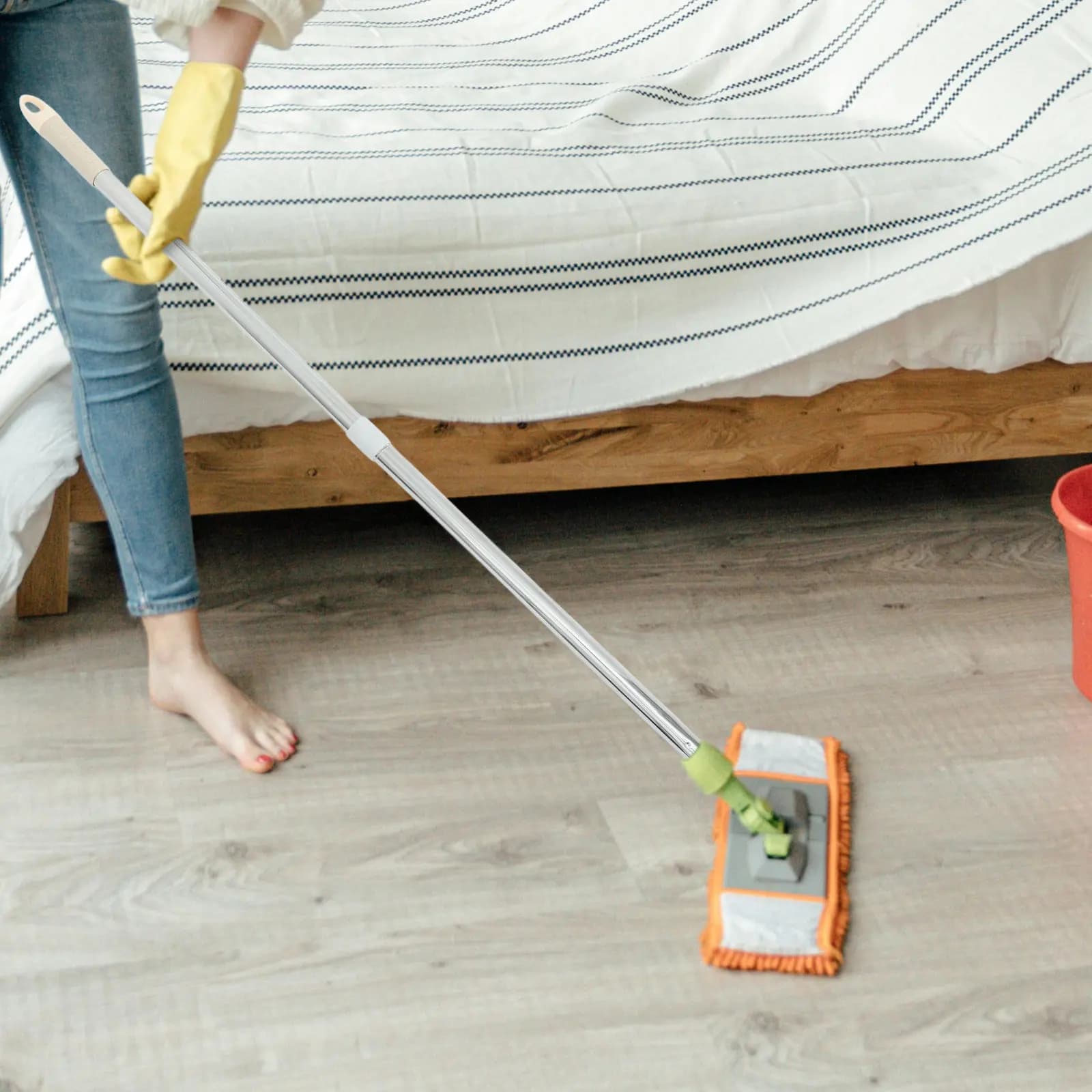 Manico di Ricambio in Acciaio Inossidabile a Due Sezioni per Scopa e Mop, Asta in Metallo Resistente per Pulizie Domestiche