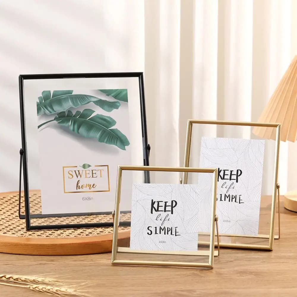Multi-purpose 4/6/7/8/10 Inch Metal Photo Frame Gold Black Rectangle Picture Frame Acrylic Screen Picture Holder Plant Specimen