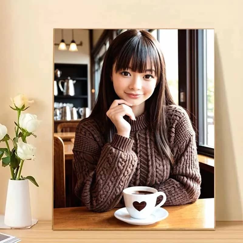 Paint by Numbers Kit for Adults Beginners DIY Oil Painting Set with Pigments Brushes Numbered Canvas Guide, Coffee Cup Portrait