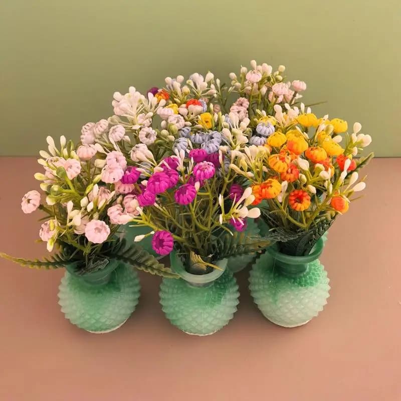 ● 1 Piece Flower Pot in Miniature 1:12 for Doll House, DIY-Te Accessories, Floral Plants Resin Model Colored in Vase
