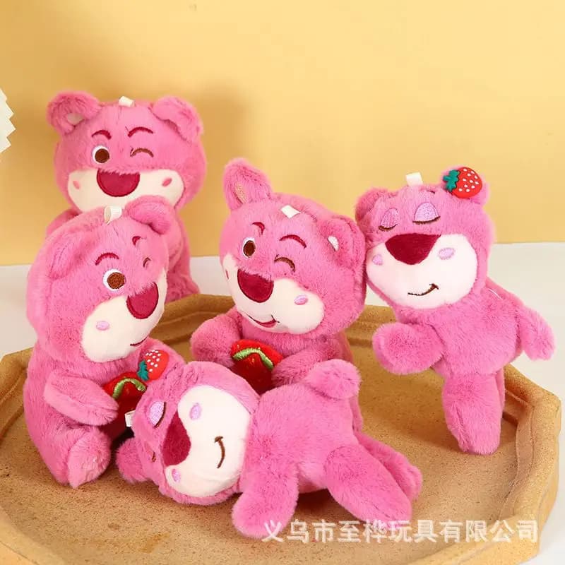 Cute Sleeping Lotso Bear Plush Toy Keychain Bag Charm Phone Grip Creative Gift Doll Hanging Ornament for Girls Women