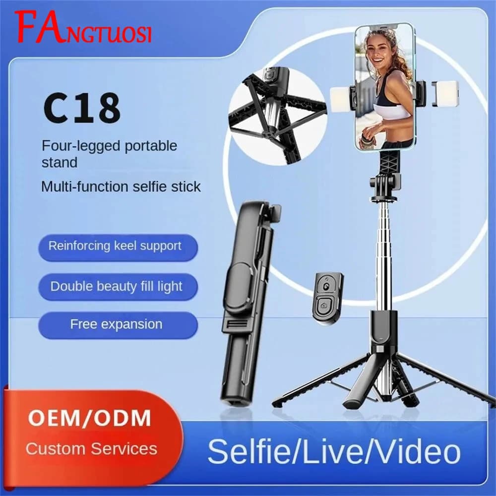 FANGTUOSI 2025 Nuovo selfie stick wireless per smartphone Treppiede da 40,5 pollici con supporto pieghevole portatile remoto Bluetooth per live