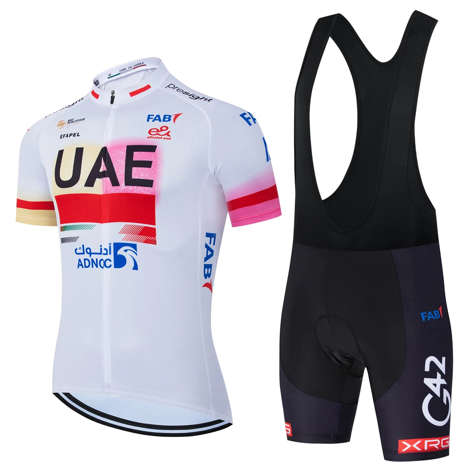 Men's UAE cycling jersey 2025 Set classic MTB Shorts with cycling straps Kit Reflective bike clothing Bike Maillot cycling clothing