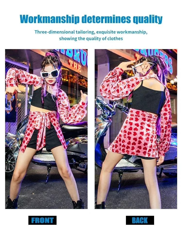 ZZK-PoP Vestiti Bambini Jazz Dance Costume di moda Spice Girls Set Sfilata di moda per ragazze Costumi Bambini Street Dance Ragazze Abiti fantastici