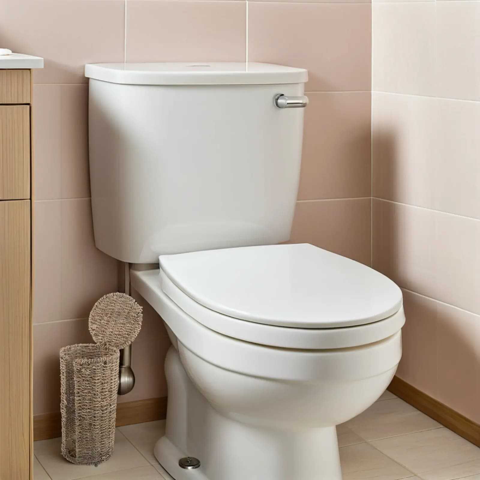 Cesto porta carta igienica in rattan con coperchio, organizer da bagno autoportante per mega rotoli, porta fazzoletti decorativo in stile Boho