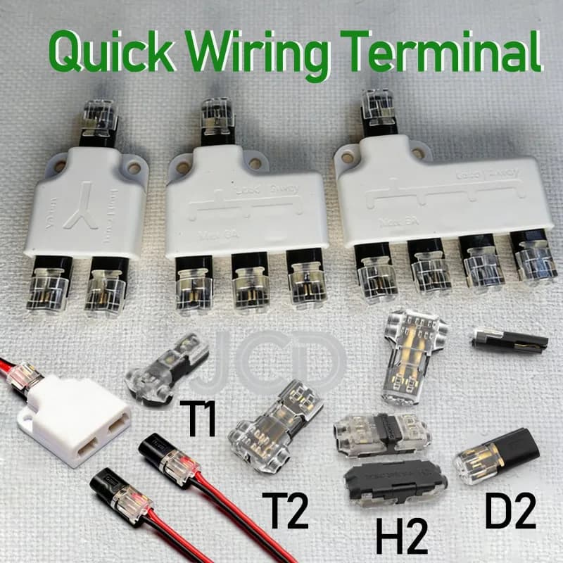 1-20 Pezzi Connettore Elettrico a Connessione Rapida Tipo D2/T2/T1/H2, Terminale per Cavo LED, Connettore Non Interruttibile per Auto