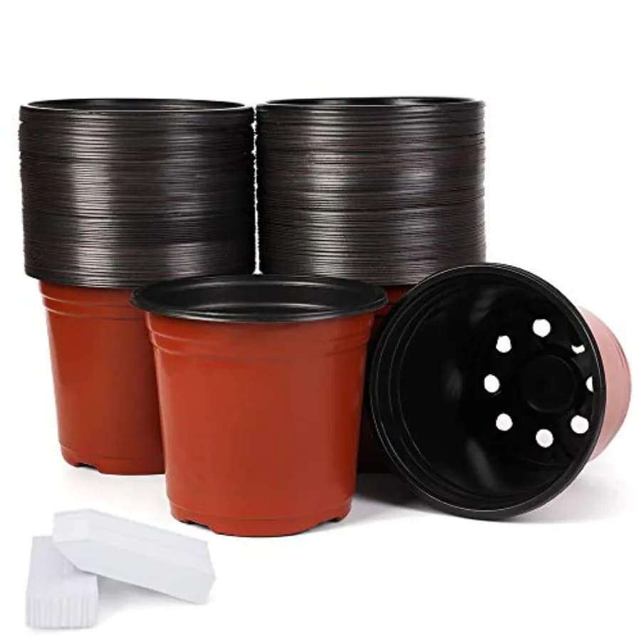 Pack of 100 Vases in Plastic for Vivary with 100 Labels, Containers for Seeds and Flowers