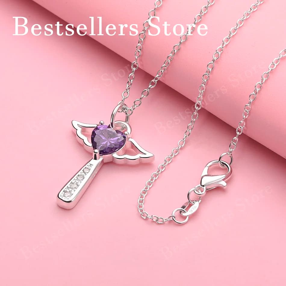 Collana con pendente a forma di cuore in argento sterling 925 da 16-30 pollici con zirconi, per accessori e gioielli da sposa da donna