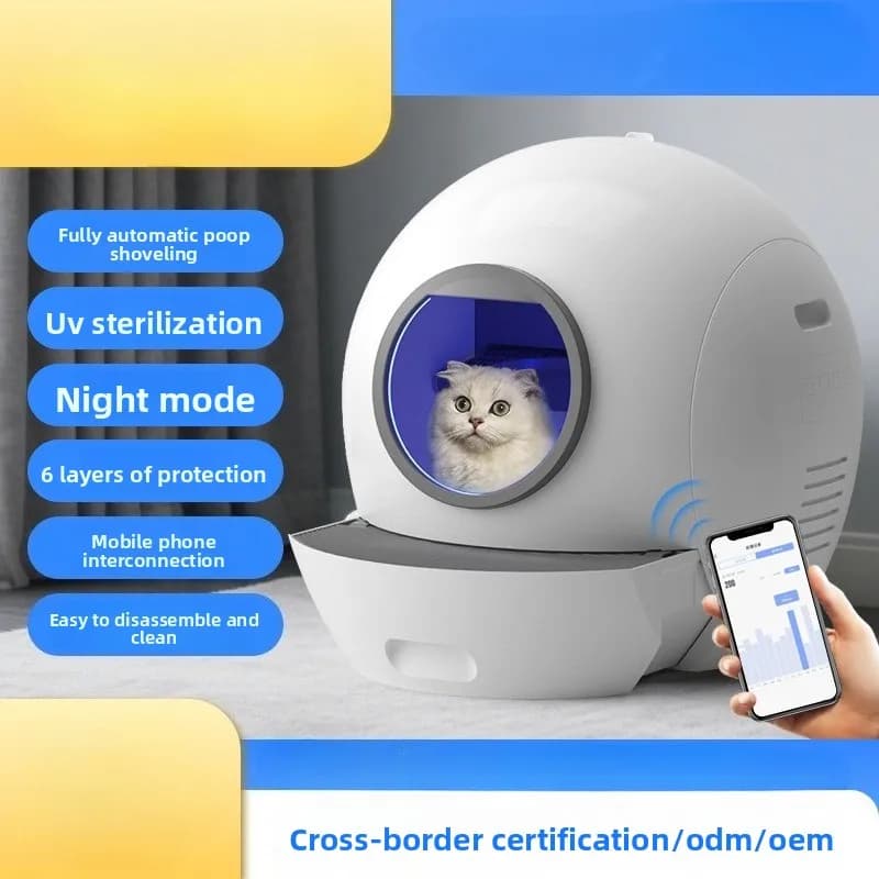 2025 Xiaoyi Toilette automatica per gatti 80L Pulizia antispruzzo Sterilizzazione a raggi ultravioletti Anti-spruzzi Controllo WIFI Lettiera intelligente