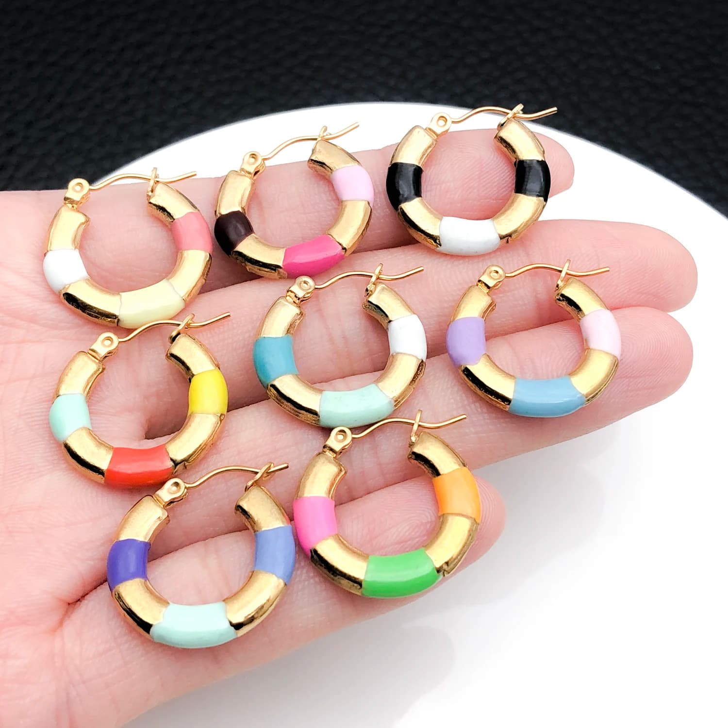 2pcs 20x20mm Simple Rectangle U-Shaped Round Cirlcle Hoop Earrings Hook Connector For DIY Jewelry Making Earrings Accessories