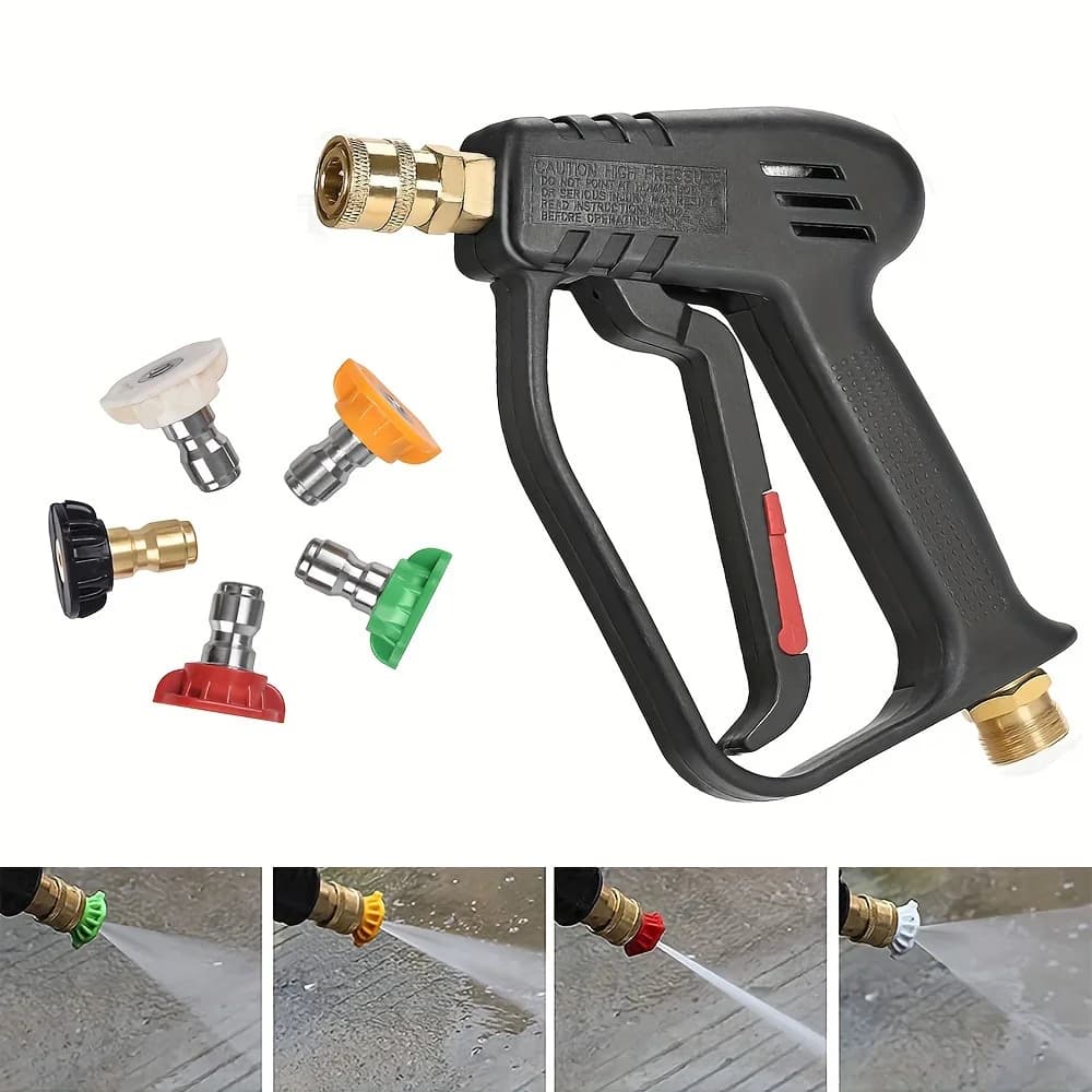 Pistola per idropulitrice ad alta pressione 4000PSI con ugelli a 5 colori, connessione rapida da 1/4", alimentazione manuale M22-14 per la pulizia di auto e giardino