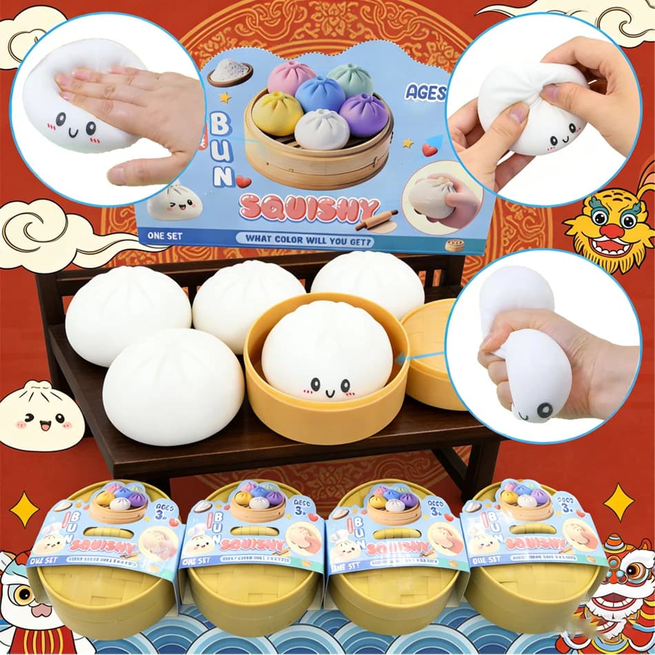Giocattoli Squishy Giganti a Forma di Raviolo, Antistress, Giocattolo Sensoriale, Simulazione Cibo, Panino Ripieno al Vapore, Morbido Giocattolo da Spremere per Decompressione