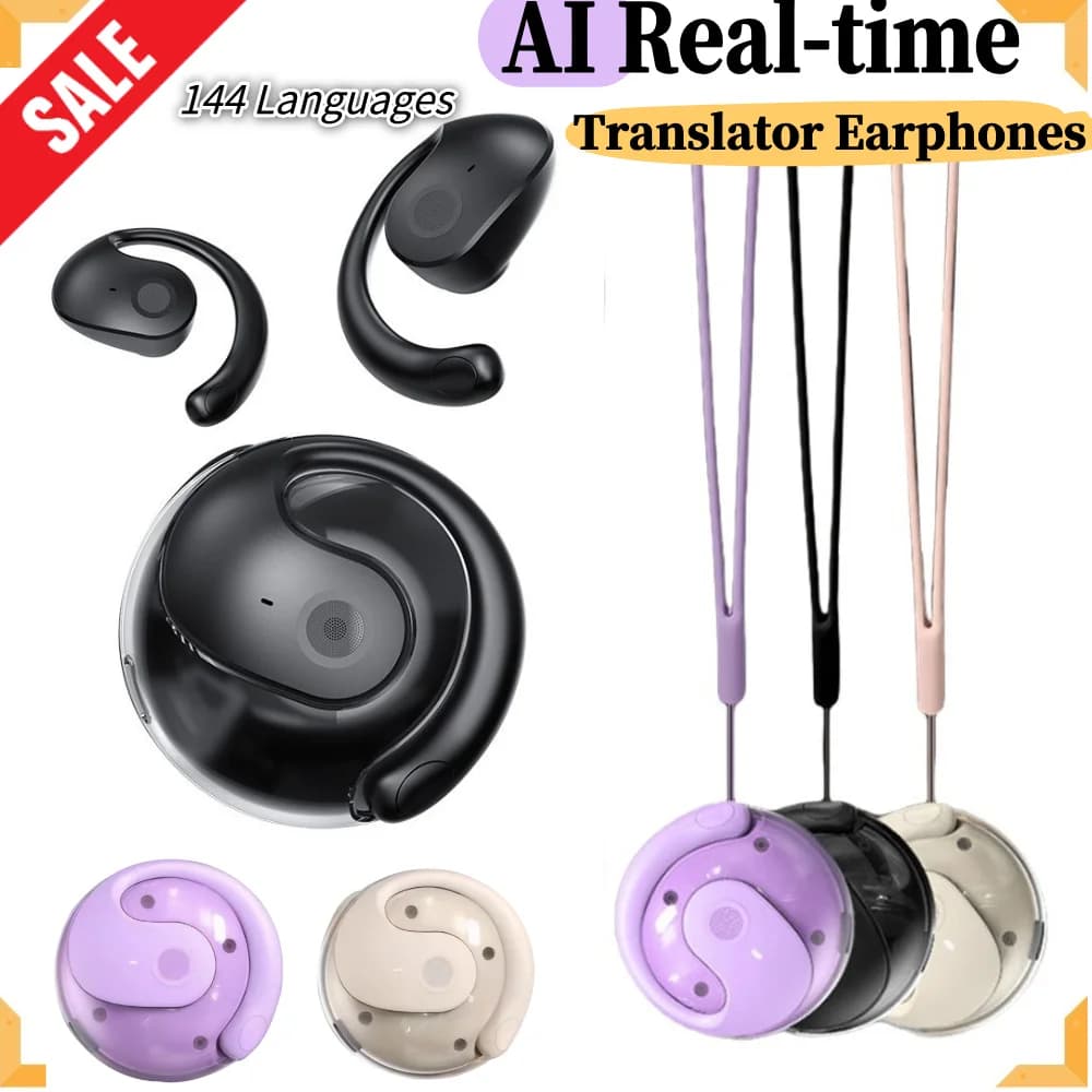 Auricolari di traduzione wireless BT AI Precisione del 99% 144 lingue Traduttore Auricolari Dispositivo di traduttore per viaggi d'apprendimento aziendale