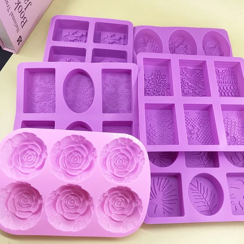 Stampo quadrato in silicone per sapone fatto a mano Stampo quadrato per sapone per olio essenziale Stampo per torta fai da te Stampo per sapone Stampo per sapone Abrasivi ad alta temperatura
