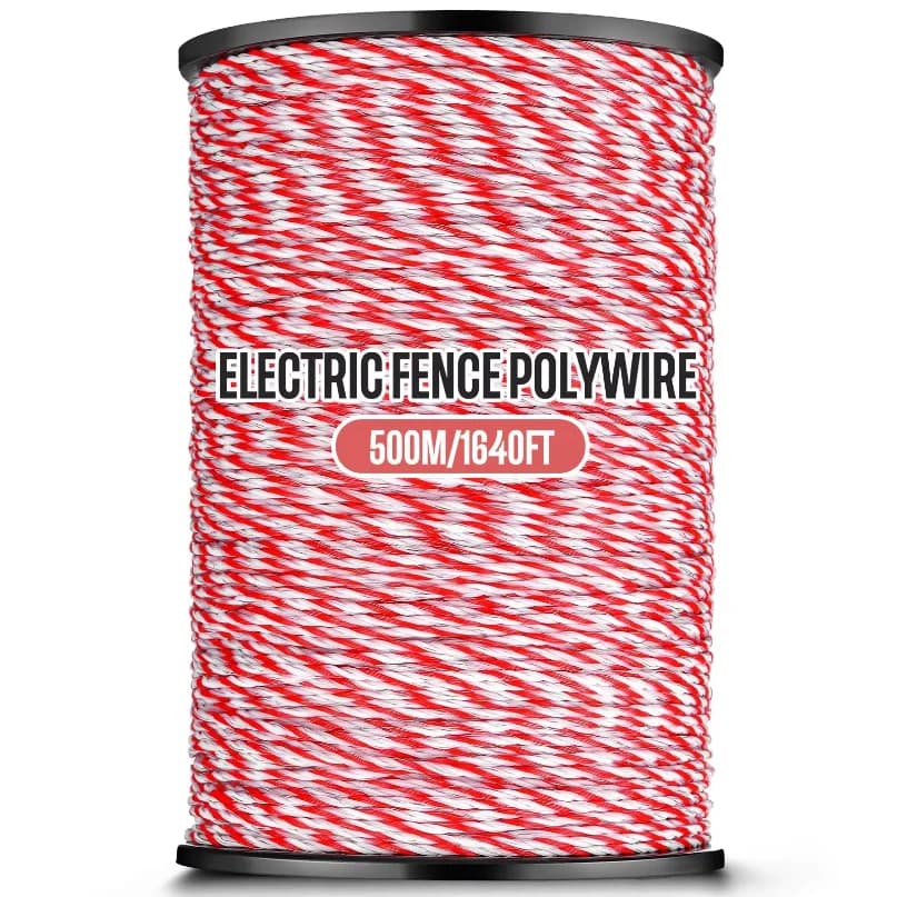 200M Roll Electric Fence Rope Polywire with Steel Poly Rope for Horse Animal Fencing Ultra Low Resistance Wire and Accessory