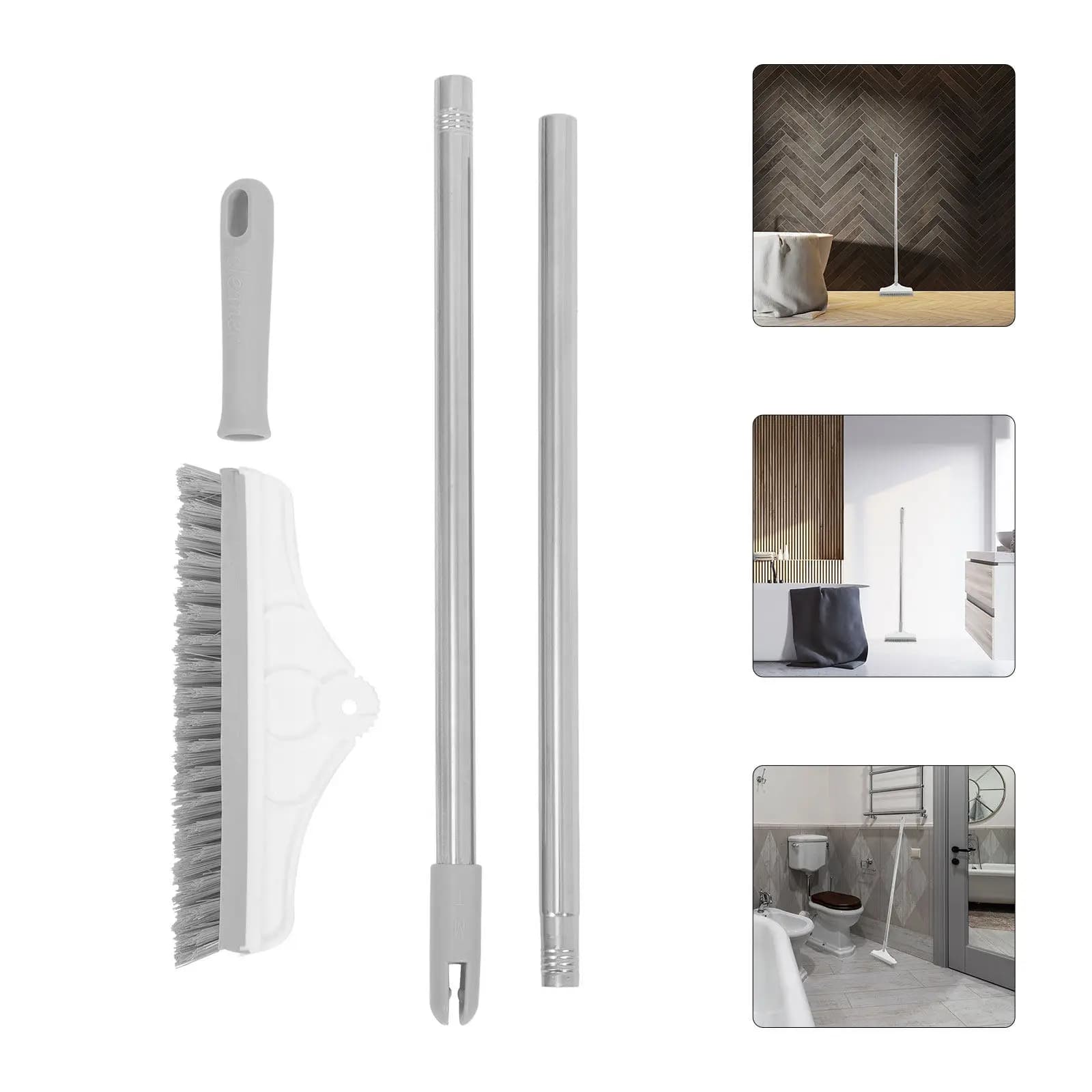 Spazzola Multiuso per Pulizia Bagno con Manico Lungo, Spazzola per Piastrelle, Scopa per Interni, Pavimenti di Cucina e Bagno