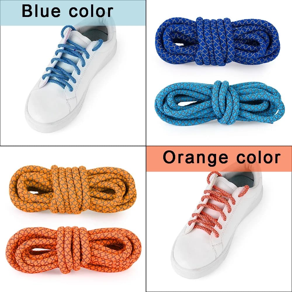 1 Paio di Lacci Riflettenti per Sneaker da 100CM/140CM, Lacci Rotondi Sostitutivi in Poliestere Colorato, Accessori per Scarpe Sportive