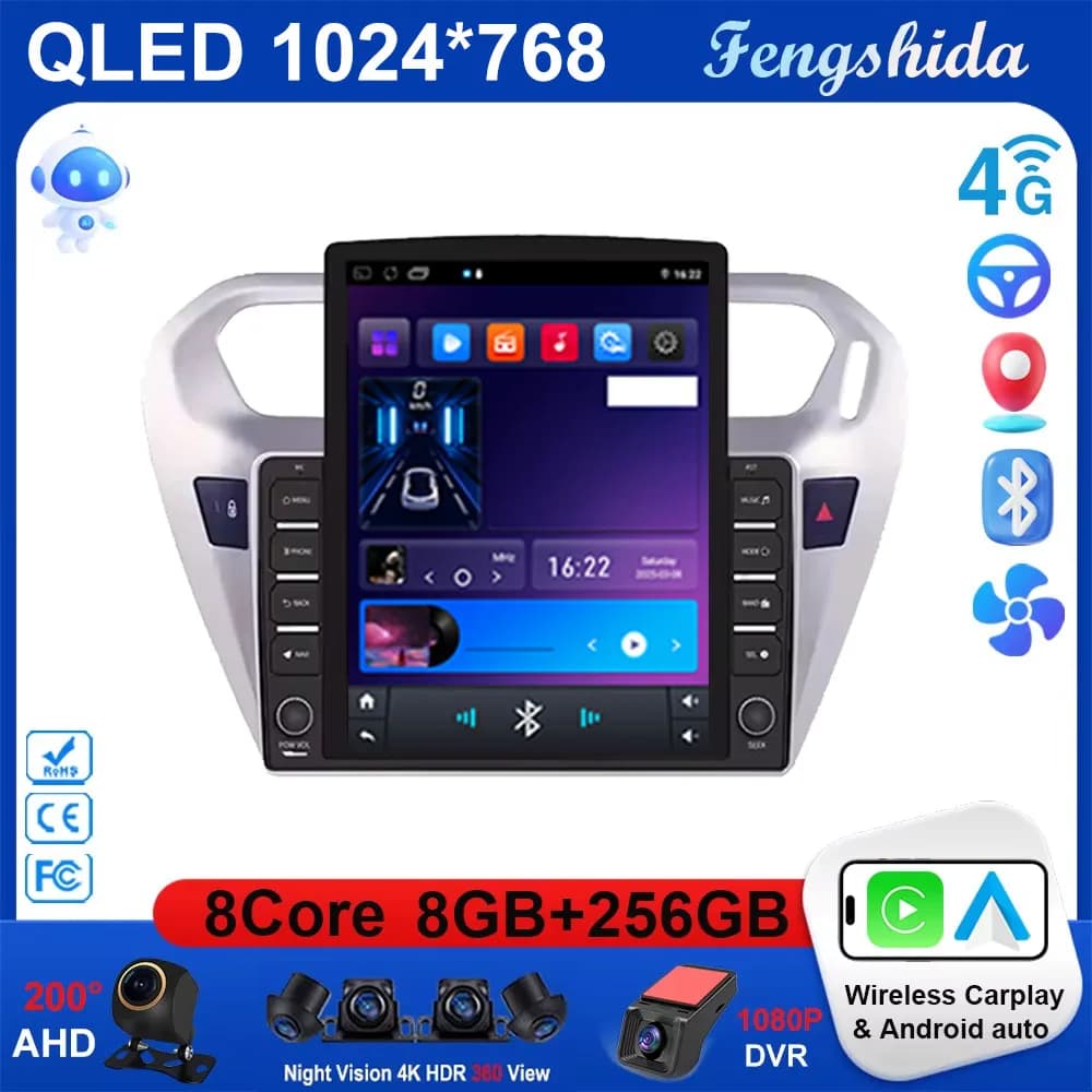 9.7 Android 15 Autoradio Per Peugeot 301 2014 2015 2016 2017 2018 Lettore Multimediale Stereo Carplay 2din Audio BT