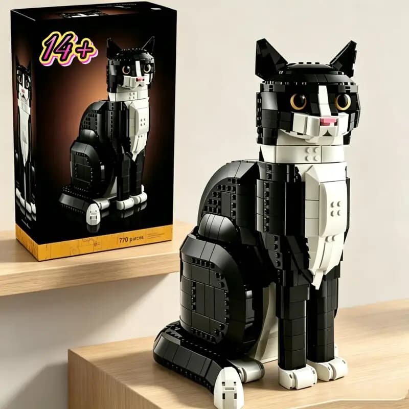 2026 New 1710pcs Cat Animal Assemble Cute Cartoon Character Building Block Puzzle Model Toys For Birthday Festival Holiday Gifts