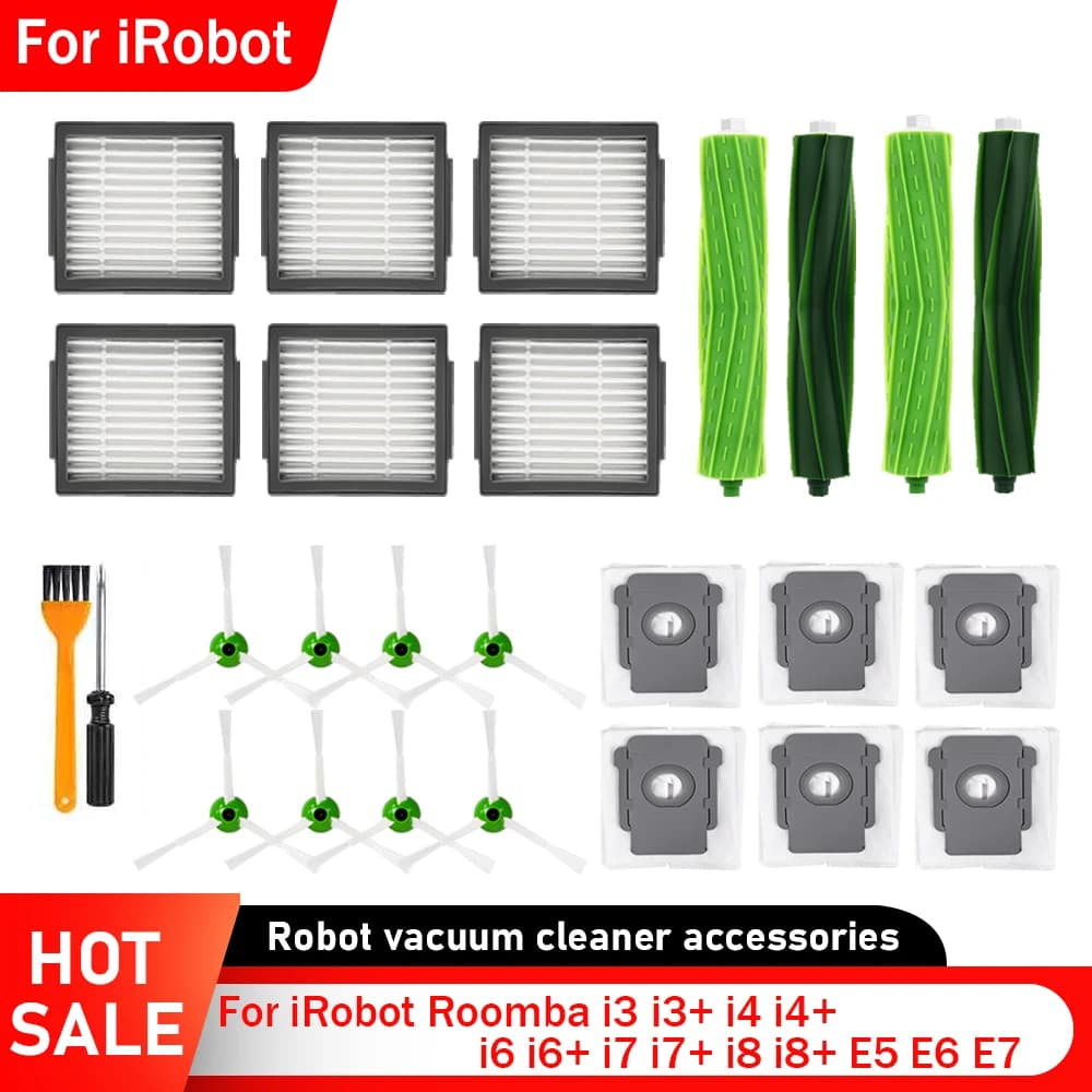 Spazzola laterale principale Sacchetto per la polvere Filtro per iRobot Roomba i3 i3 + i4 i4 + i6 i6 + i7 i7 + i8 i8 + E5 E6 E7 Aspirapolvere Robot Accessori