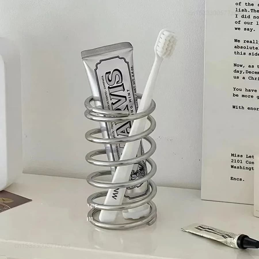 Porta spazzolino multiuso in acciaio inossidabile Accessori da bagno per dentifricio Portaoggetti per spazzole per trucco Decorazione domestica