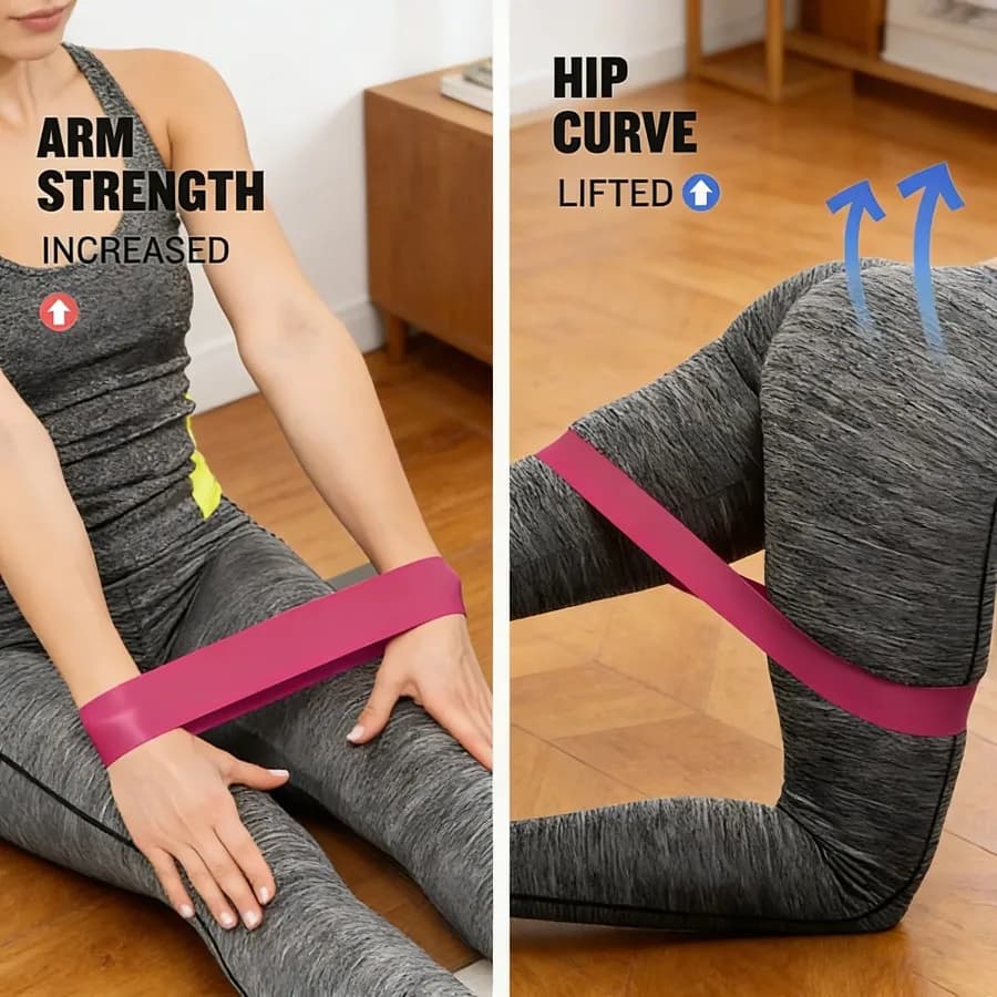 Set of 5 portable elastic bands for strength training, yoga, pilates, gym - Reliable fitness companion for men and women