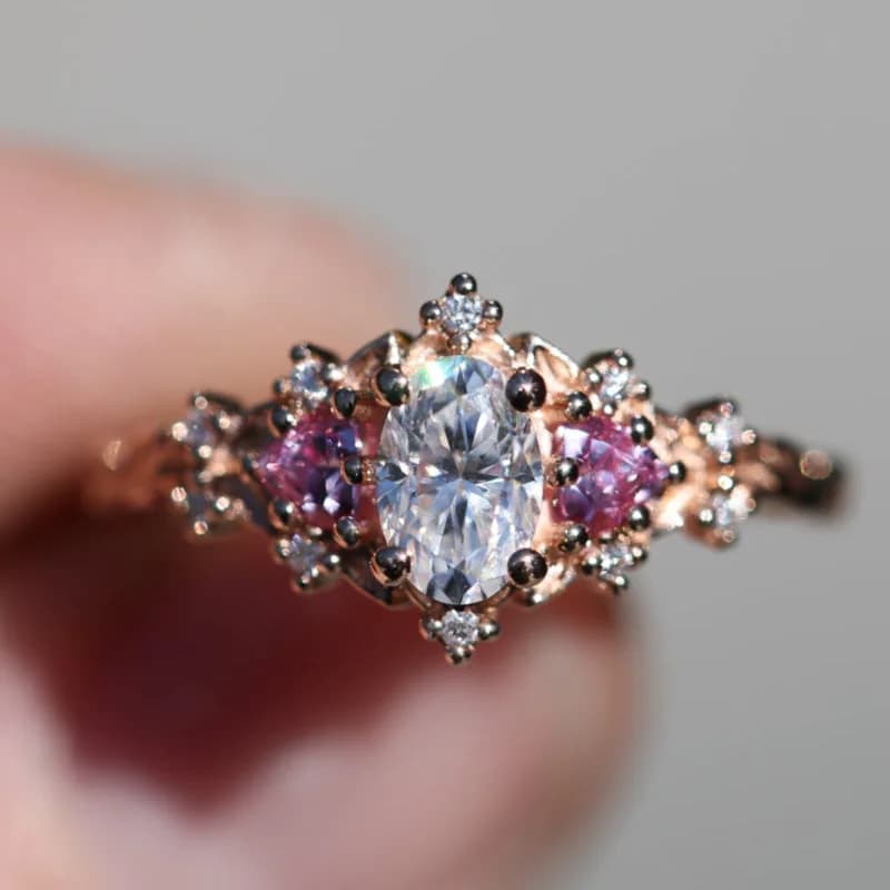 Anello intarsiato con zirconi semplice e fresco, dito da donna in stile Instagram alla moda e personalizzato, regalo di compleanno per l'anniversario