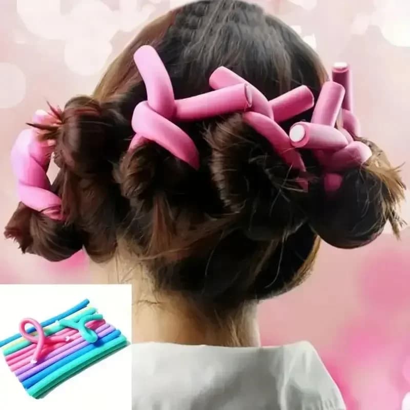 10 pcs Flexible Curling Caps Rod Bigodini Makers Foam Soft Bendy Twist Riccioli Flexi Roller Tools For Styling Hair Roller No Heat