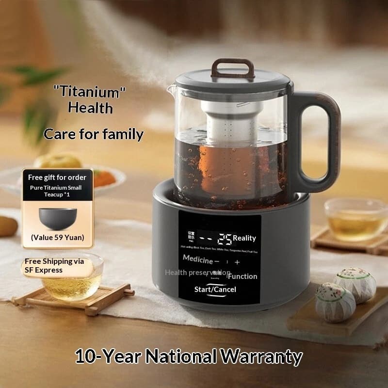 Electric kettle with small glass buttons for home and office use, with steam function, high-end spray tea maker