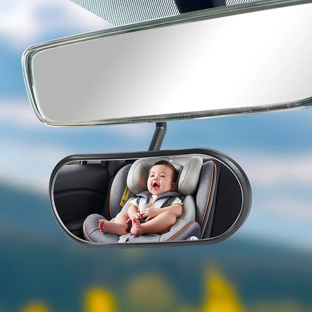 Specchietto Retrovisore per Auto per Bambini, Compatto, Nero, in ABS e Vetro, Universale per Monitoraggio Bambini, Accessorio da Viaggio