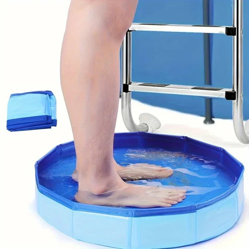 Portable PVC Foldable Foot Bath Suitable for Ground Level Pool Entrances, Ideal for Pool Foot Cleaning and Pool Accessories
