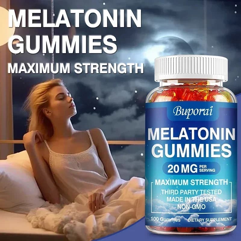 Melatonin gumella: helps deep sleep, improves insomnia, relieves anxiety and stress and improves immune health